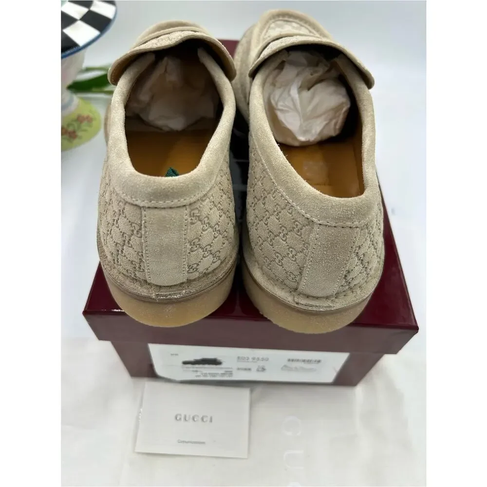 Men's Gucci, GG monogram web loafers size 10 fits 10.5 US made in Italy
